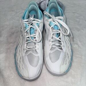 Stylish White and Blue Athletic Shoes for Women